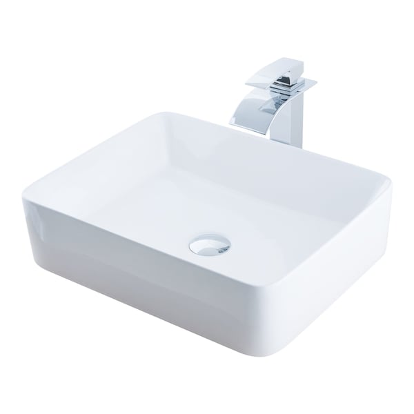 Novatto Porcelain Vessel Sink Combo with Chrome Faucet, Drain and Sealer NSFC-01321136CH - main